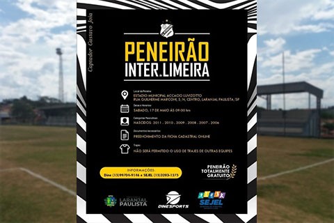 Peneirão da Inter de Limeira acontece no dia 17 de maio em Laranjal Paulista!